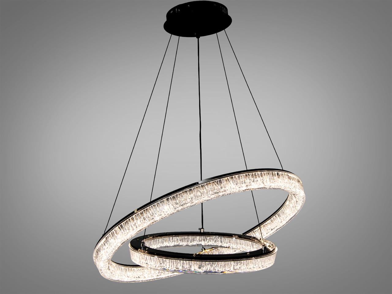 Люстра подвесная LED для гостиной Diasha 1712/600+400BK 66 Вт Черный (2971349530)