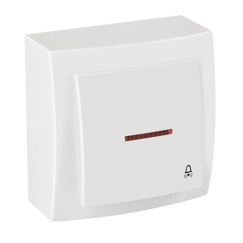 Вимикач кнопковий Nilson Themis з підсвіткою Білий (26111013)