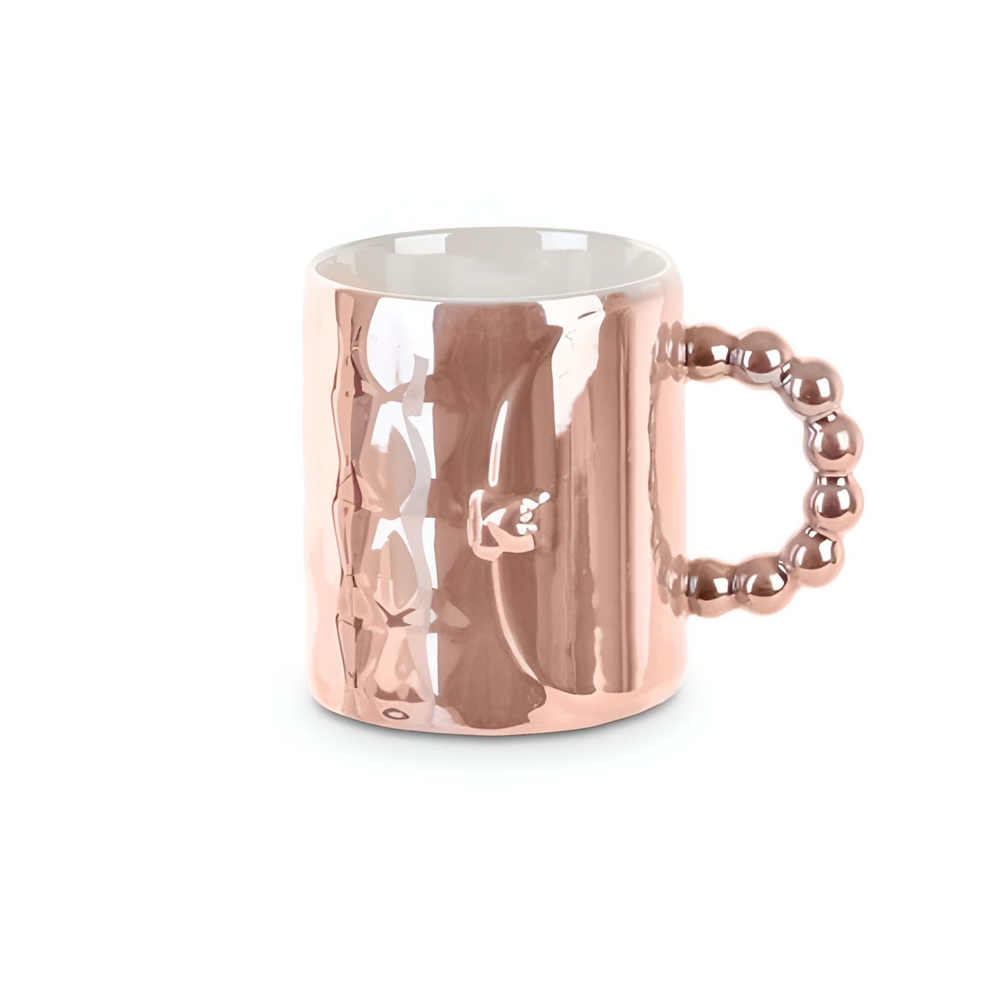 Чашка керамічна Stenson Beads ручка у формі намистин 8х10 см Персиковий (R32748)