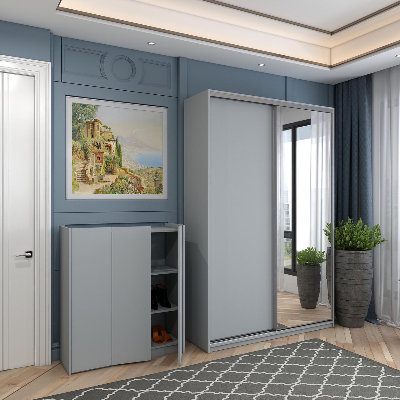 Тумба для обуви Doros Кассель 3 ДСП 97х40х110 см Серый (41516225) - фото 2 Тумба для обуви Doros Кассель 3 ДСП 97х40х110 см Серый (41516225) - фото 2