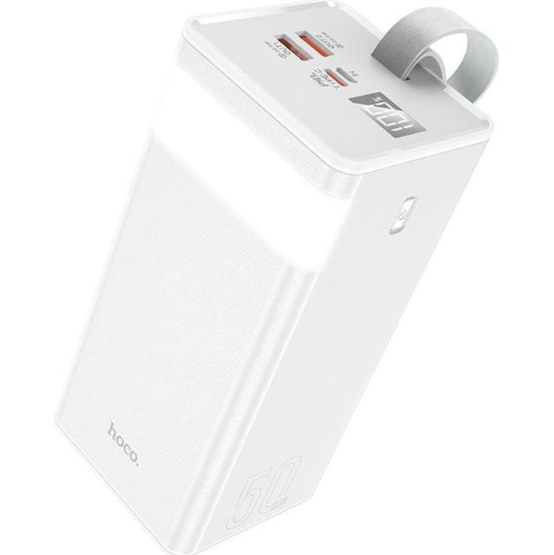 Повербанк Hoco J86A 2USB/1Type-C Powermaster QC3.0+PD3.0 50000 mAh 22,5W з швидкою зарядкою/ліхтарем Білий (98767) - фото 1