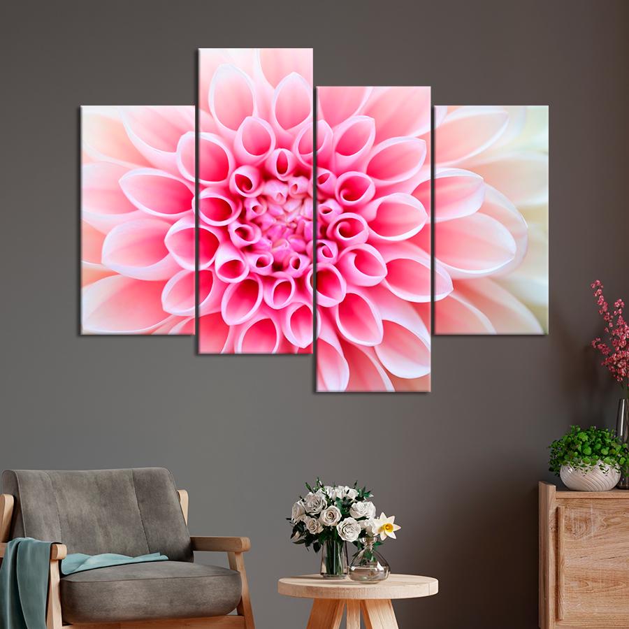 Картина цветы и растения Пышная розовая георгина 129x90 см (A971-4)