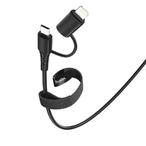 Кабель Hoco Combo Micro USB/Lightning 2в1 X54 1 м 2,4A Black - фото 2