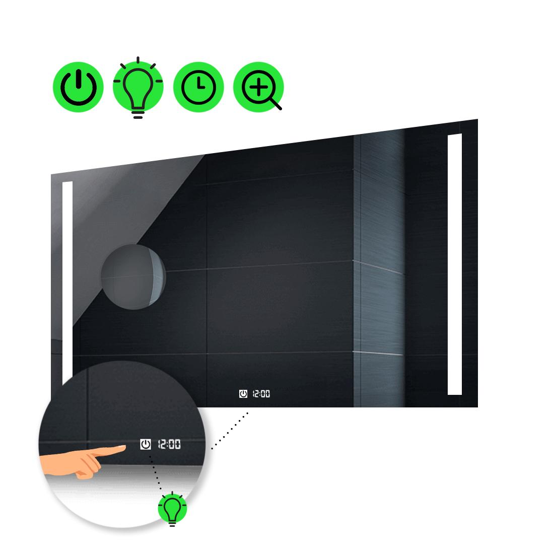 LED-зеркало 70x60 см с сенсором/часами и линзой без подсветки Adelita (Adelitag22)