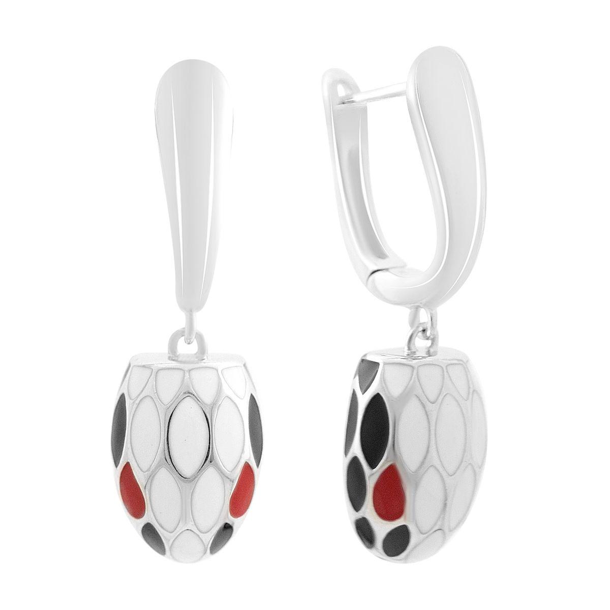 Сережки срібні з кольоровою емаллю Сережки срібні з кольоровою емаллю