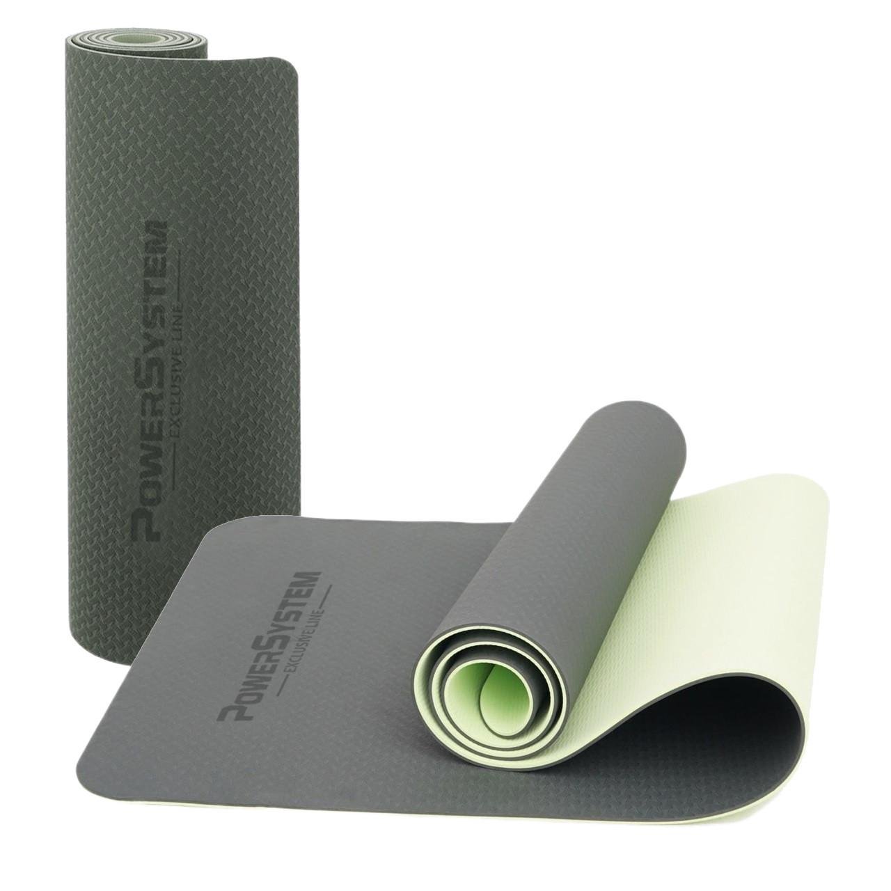 Килимок для йоги та фітнесу Power System PS-4060 TPE Yoga Mat Premium Green 183х61х0,6 см (15272637) - фото 2