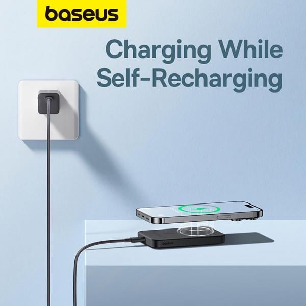 Павербанк BASEUS Magnetic Mini Wireless Fast Charge 2в1 5000 mAh 20 W 2.4A QC3.0+PD3.0 з бездротовою зарядкою Qi 15 W Black (P10022107113-00) - фото 12