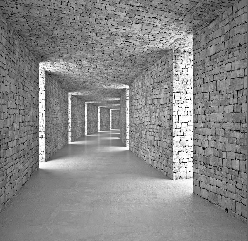 Фотошпалери вінілові 3D Просторовий коридор тунель з клеєм 257x250 см Сірий (14036WEXXL)