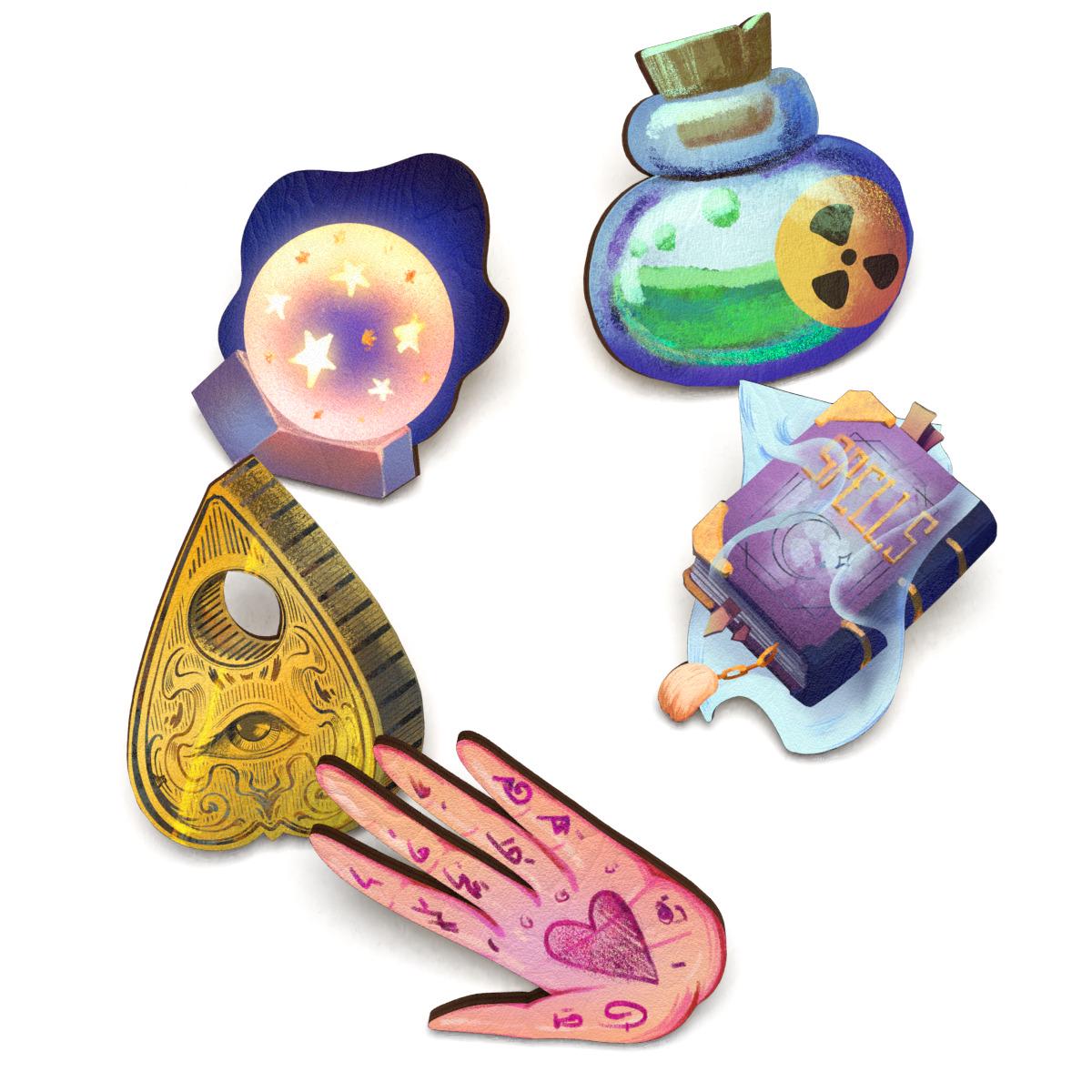 Набор значков Lex Altern Набор гадалки из дерева 5 шт.