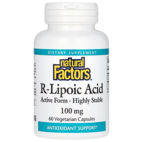 Кислота альфа-липоевая Natural Factors R-Lipoic Acid 100 мг 60 вег. капс. (000026279)