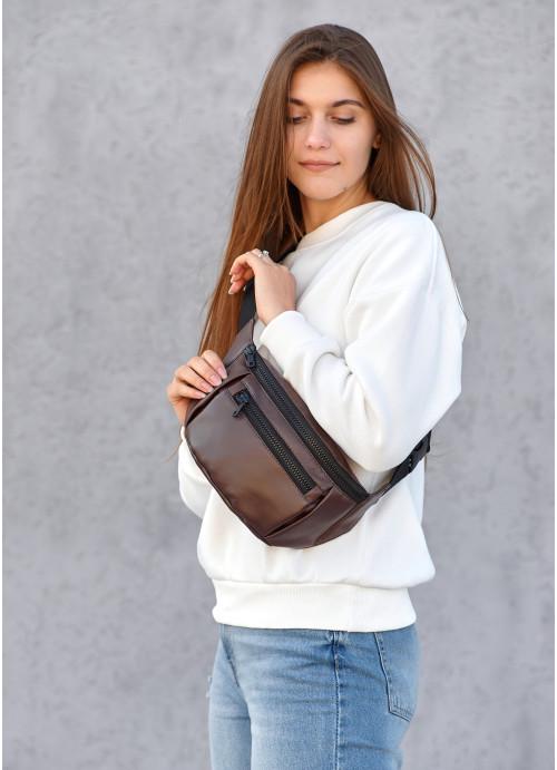 Поясная сумка женская Sambag из экокожи Шоколадный (806038617)