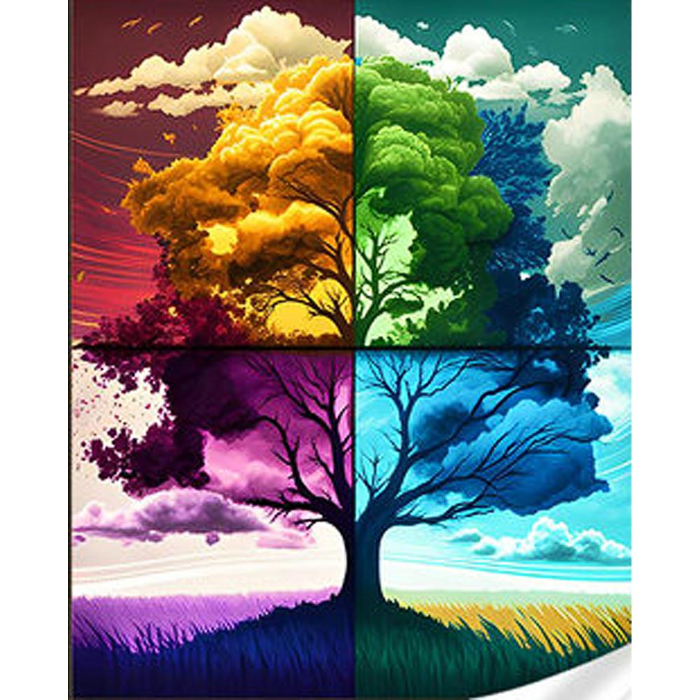 Алмазна мозаїка Strateg Преміум Дерево пори року 30x40 см (Str-GM86858) Алмазна мозаїка Strateg Преміум Дерево пори року 30x40 см (Str-GM86858)