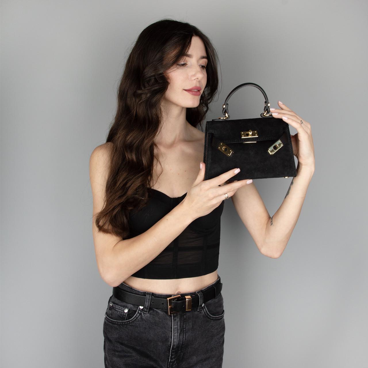 Сумка жіноча замшева Virginia Conti 04011 Чорний (2765513995) - фото 2