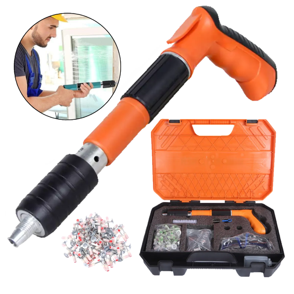 Пневмостеплер в кейсе с гвоздями (9753)