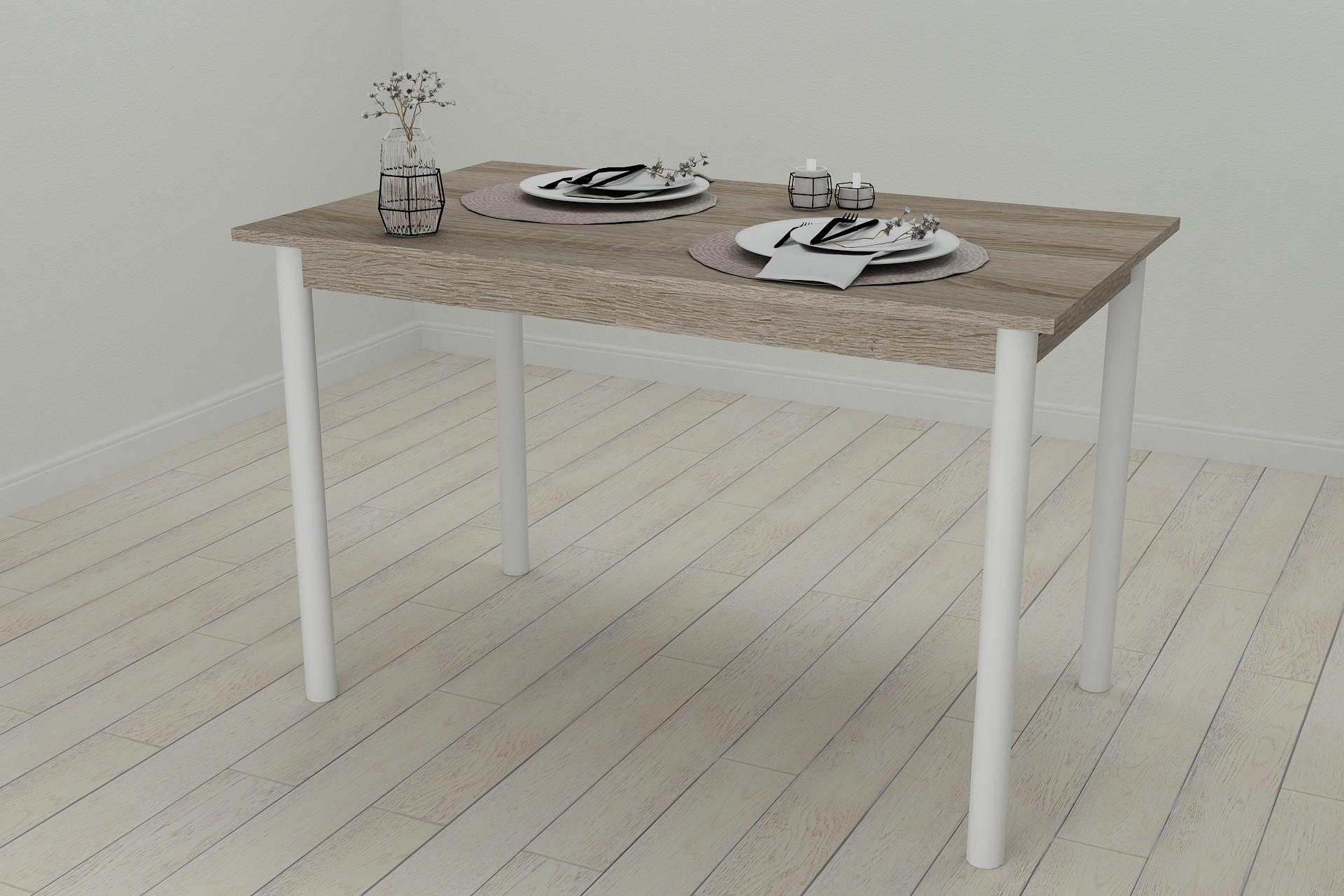 Обеденный стол Ferrum-decor Бенита ДСП 16 мм 75x120x70 см Белый/Сонома Трюфель (FRD-106277)