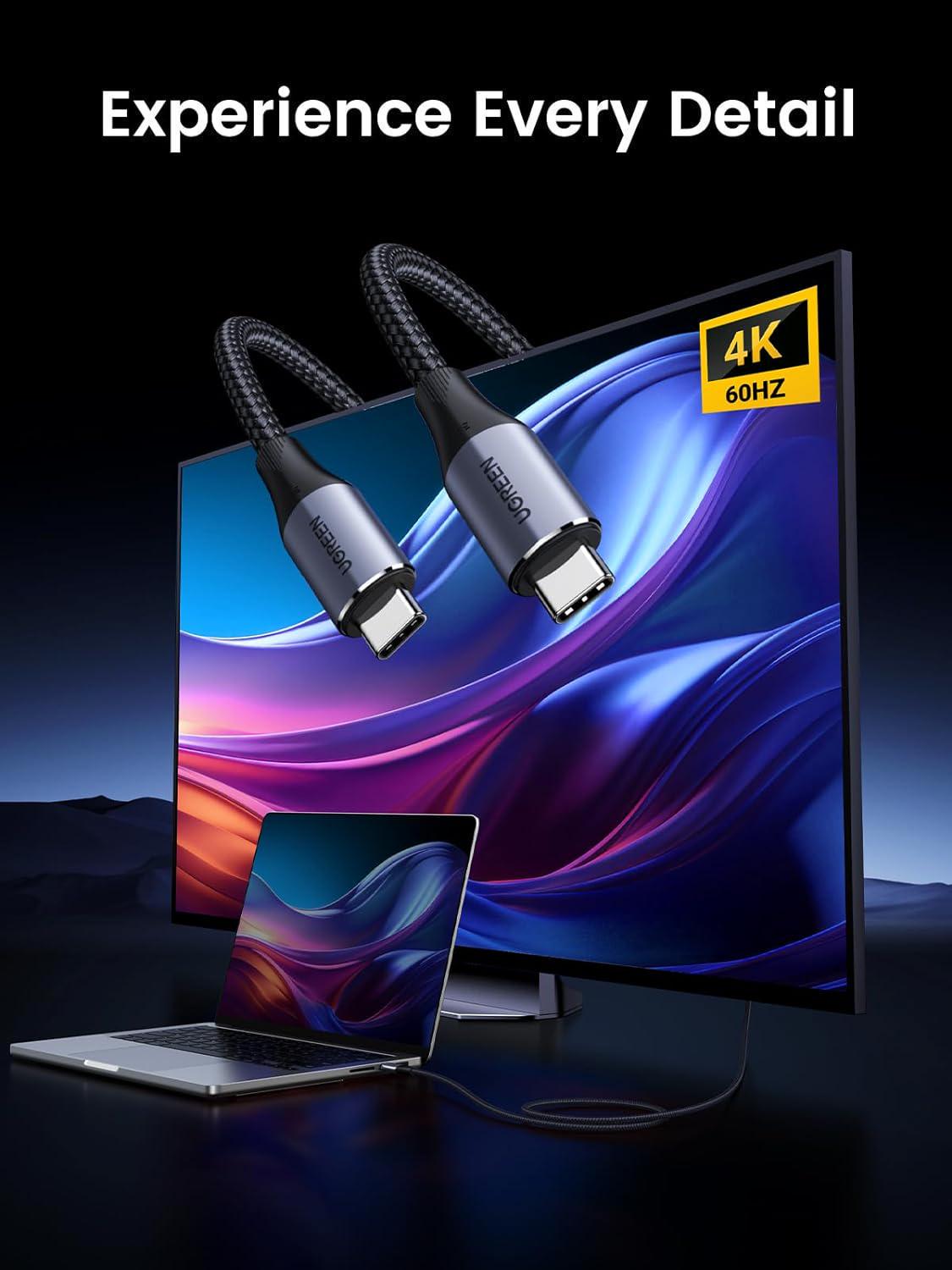 Кабель USB-C Ugreen 240W 3.1 1 м Чорний (80150) - фото 3 Кабель USB-C Ugreen 240W 3.1 1 м Чорний (80150) - фото 3