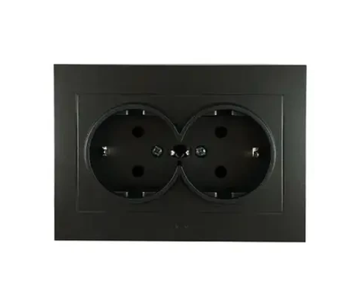 Розетка двойная Ovivo Grano с заземлением Черный (400-170300-907)
