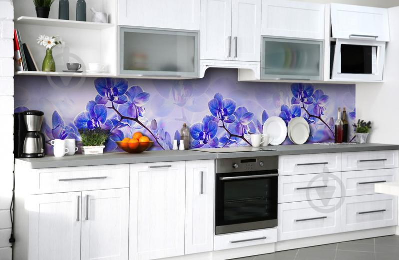 Скинали на кухню Zatarga «Орхидея электрик» 600х2500 мм виниловая 3Д наклейка кухонный фартук самоклеящаяся Скинали на кухню Zatarga «Орхидея электрик» 600х2500 мм виниловая 3Д наклейка кухонный фартук самоклеящаяся