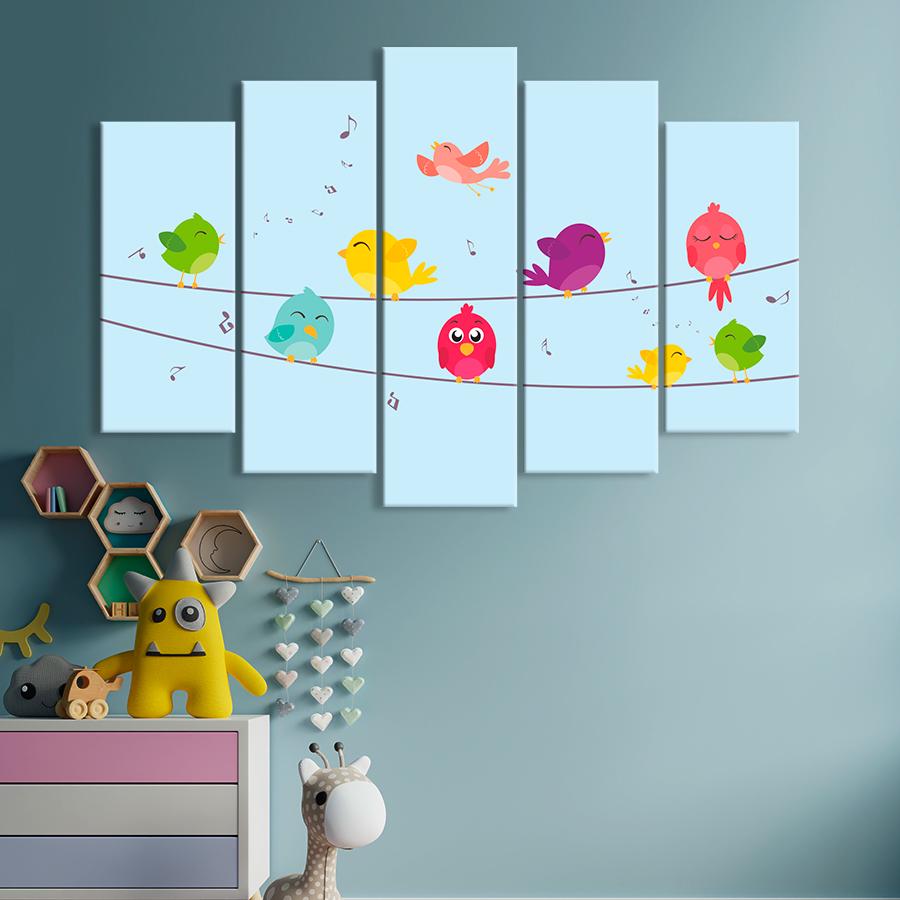 Картина на полотні Співочі птахи на проводах 137x85 см (V279-5_L)