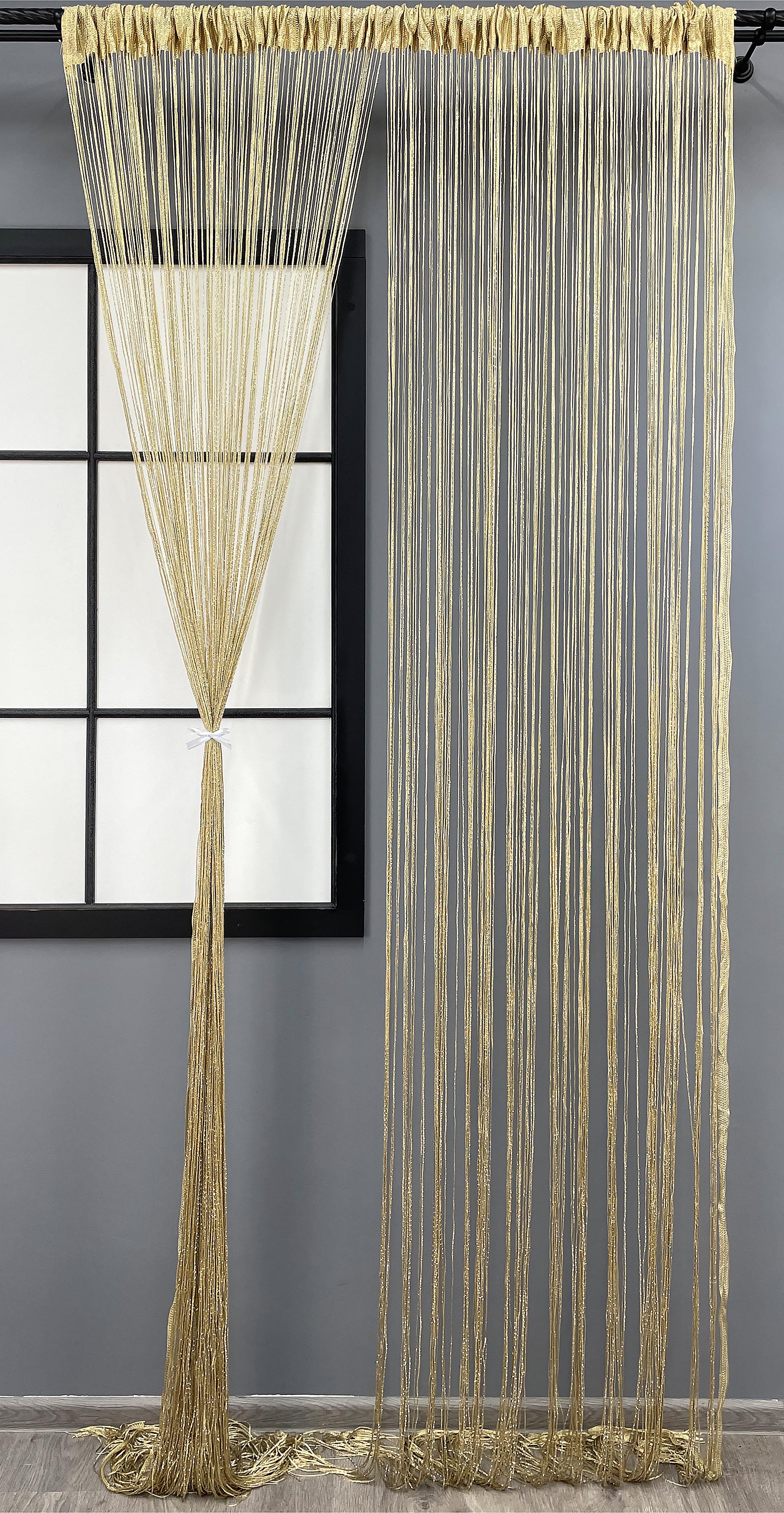 Шторы-нити Кисея с люрексом 300х300 см Молочный (61-079)