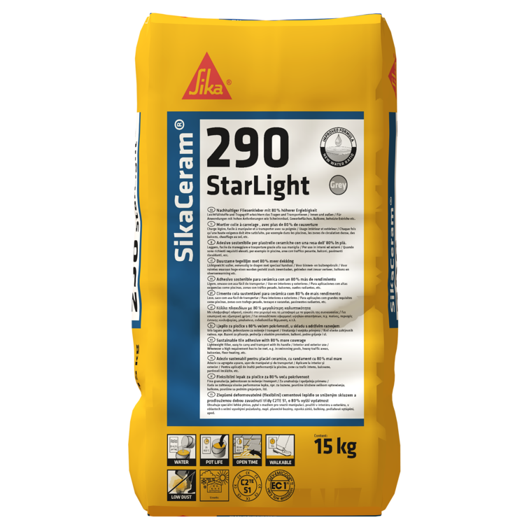 Клей для плитки та керамограніту SikaCeram-290 StarLight 15 кг