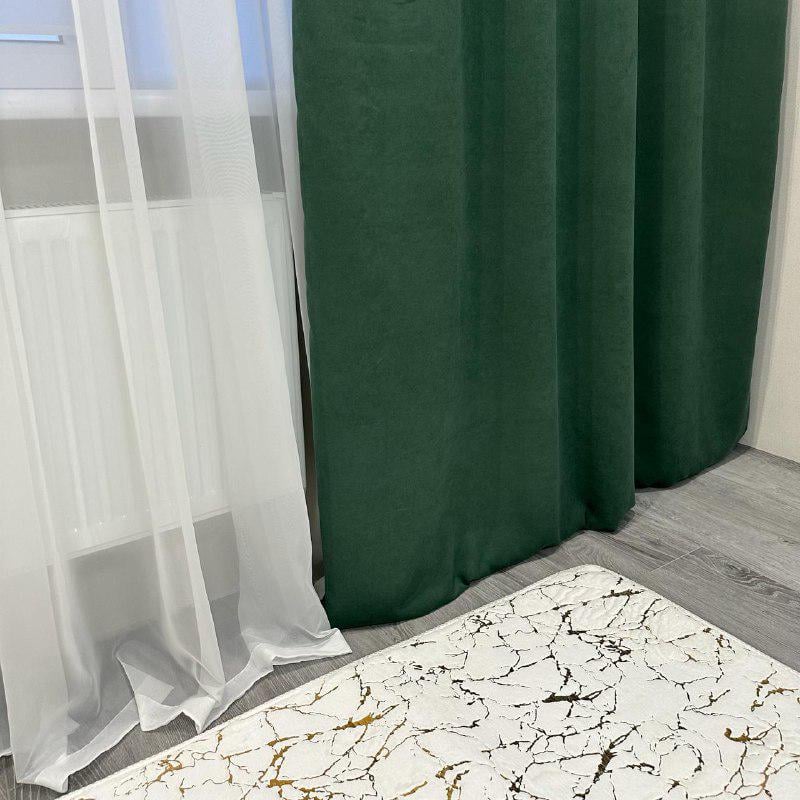 Комплект штор микровелюр 2 шт. 1,5х2,7 м готовые на шторной тесьме 6 см Зеленый (petek-V589) - фото 7 Комплект штор микровелюр 2 шт. 1,5х2,7 м готовые на шторной тесьме 6 см Зеленый (petek-V589) - фото 7