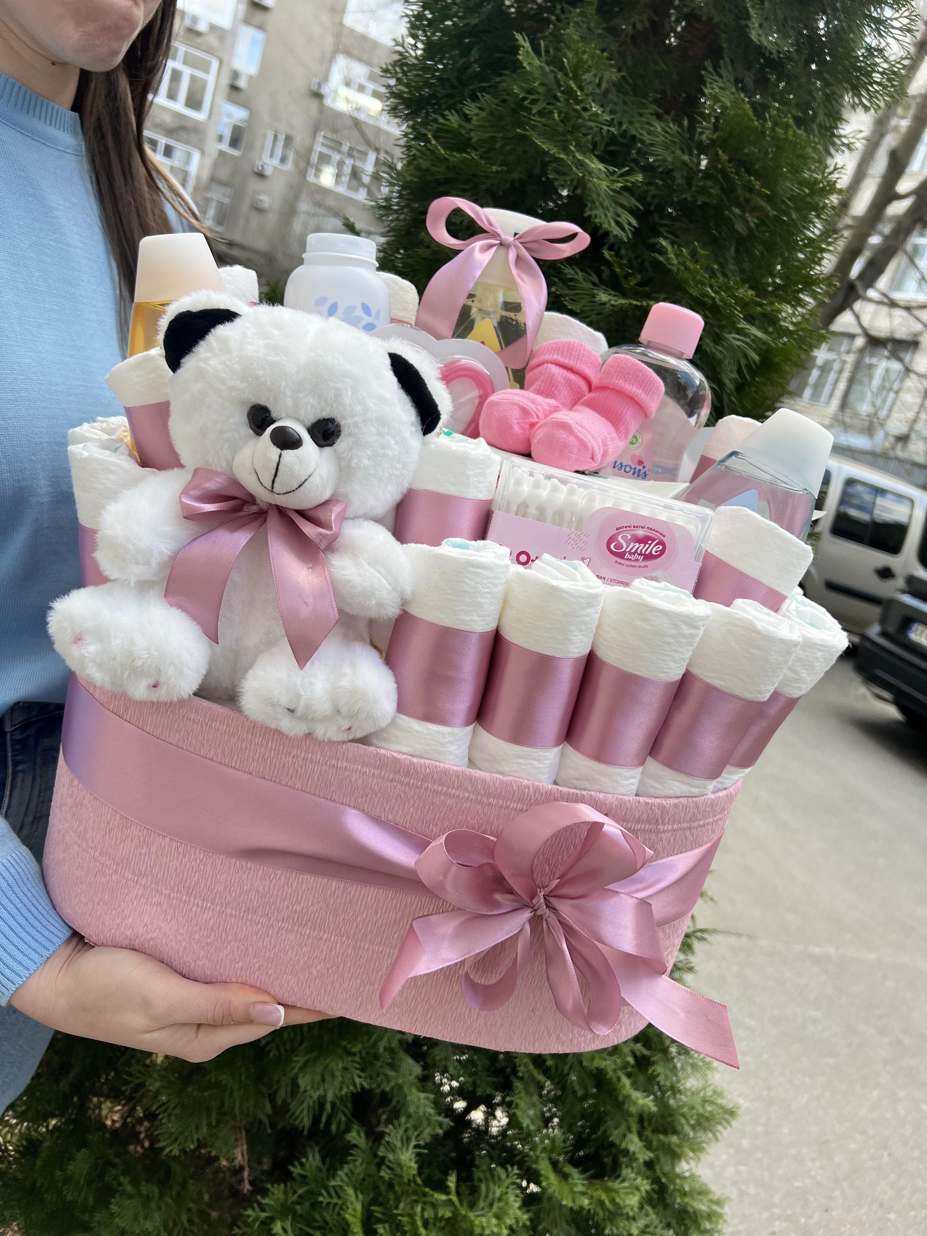 Подарунковий бокс Букет в пологовий з памперсами та дитячою косметикою (10112) - фото 7