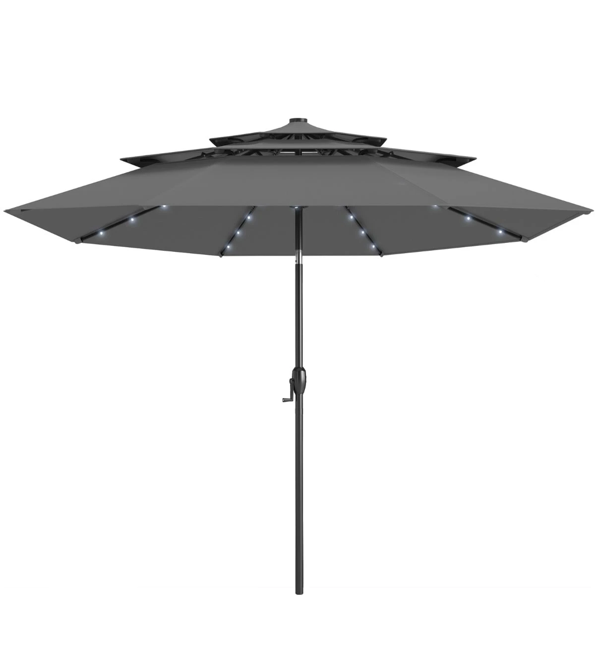 Садовый зонтик Costway с LED-подсветкой Ø 313 см высота 248 см Серый (COSTWAY-00279)