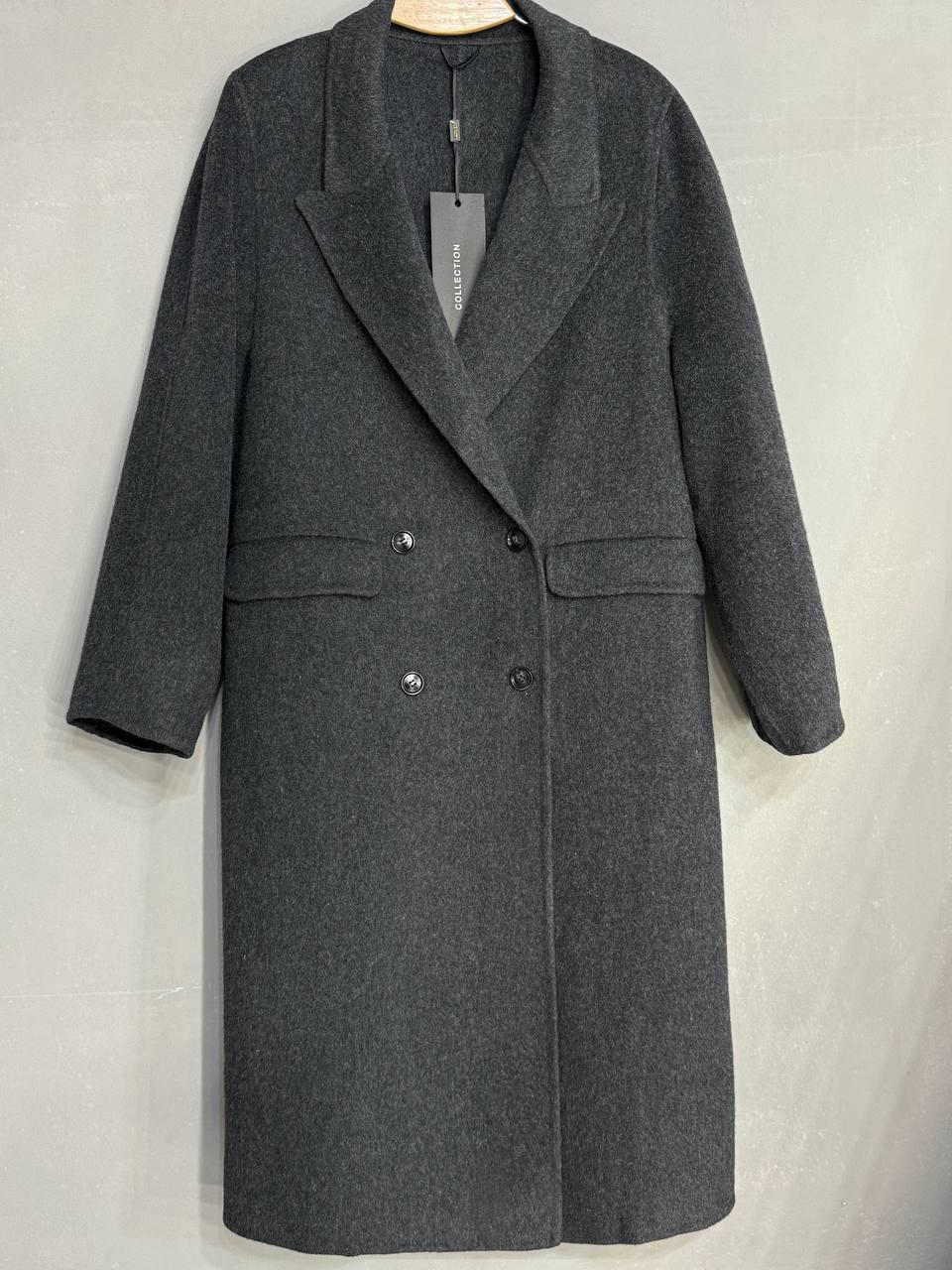 Пальто женское LADY YEP 85098 длинное оверсайз шерстяное двубортное S Темно-серый (5119) - фото 2 Пальто женское LADY YEP 85098 длинное оверсайз шерстяное двубортное S Темно-серый (5119) - фото 2