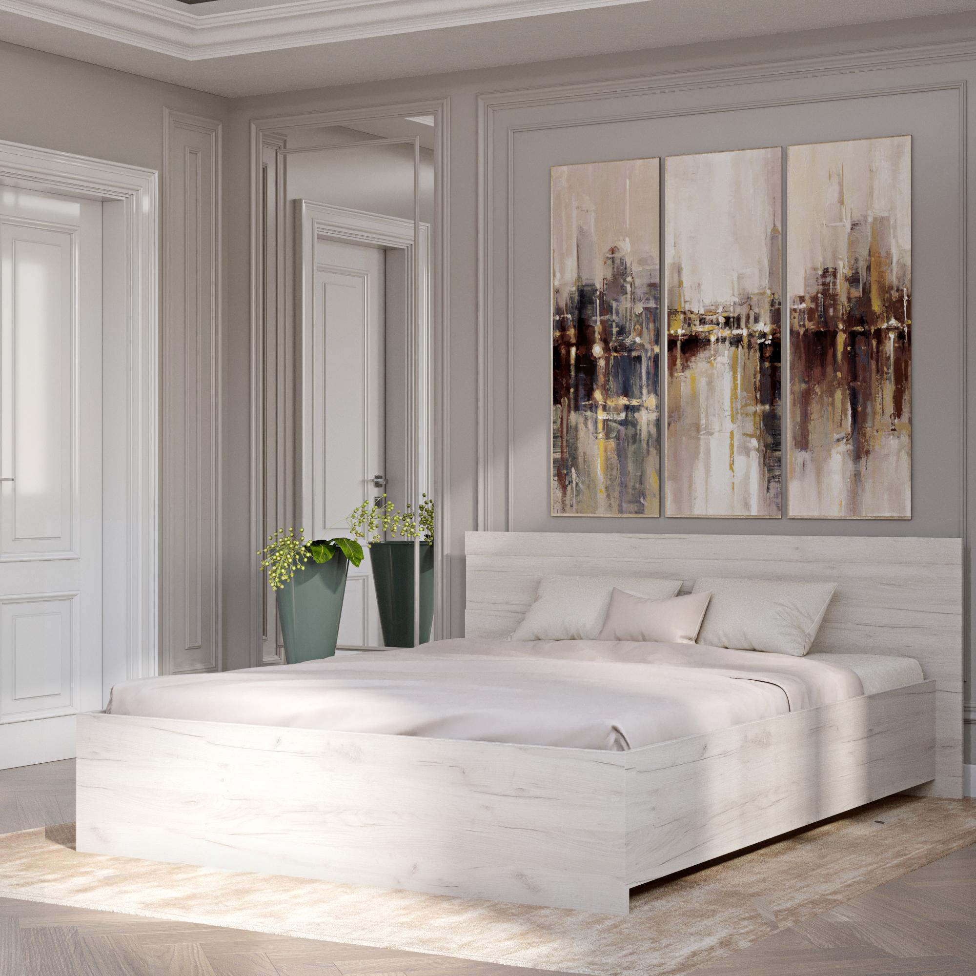 Кровать двуспальная Эверест Соната-1600 160х200 см Дуб крафт белый - фото 2 Кровать двуспальная Эверест Соната-1600 160х200 см Дуб крафт белый - фото 2