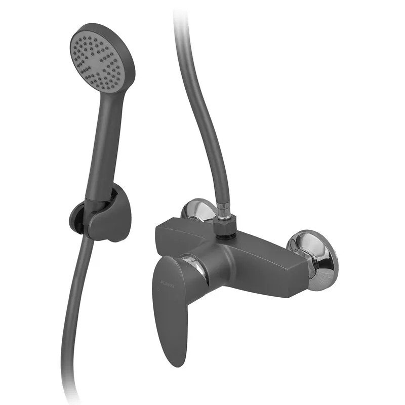 Смеситель для душевой кабины PLAMIX CEZAR-003 Set со шлангом/лейкой и кронштейном Graphite (PM0689)