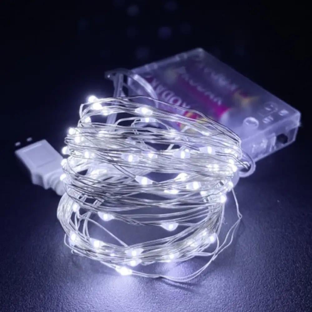 Гирлянда Роса на батарейках и USB статический режим 50LED IP44 5 м холодный белый