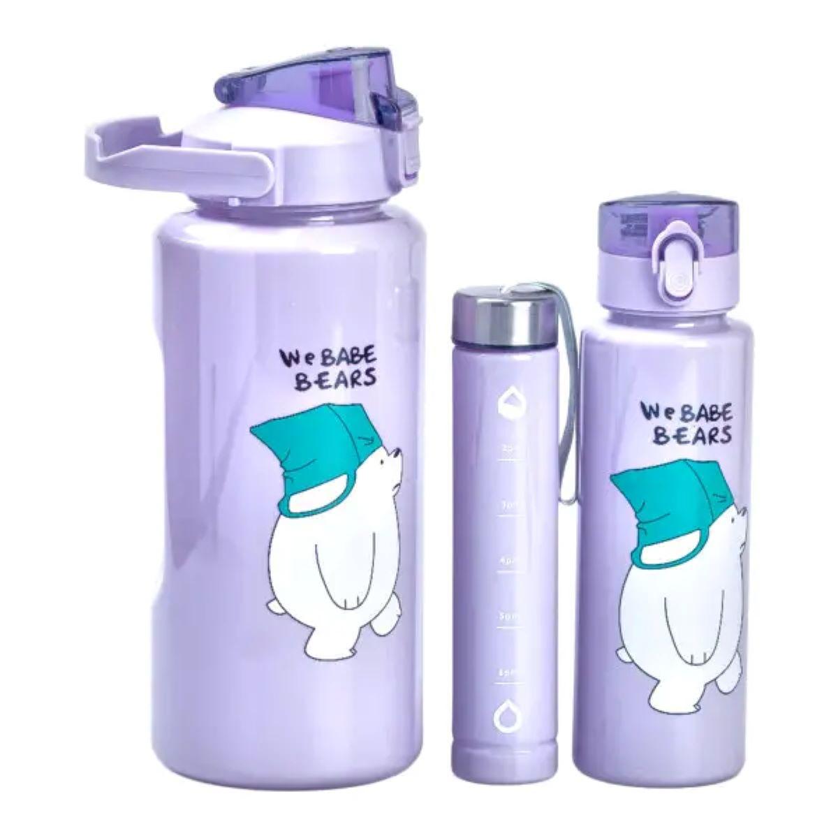 Набір пляшок Панда 3в1 з поїлкою і ручкою 0,3 л/0,7 л/2 л Фіолетовий (HPZSB120014V)