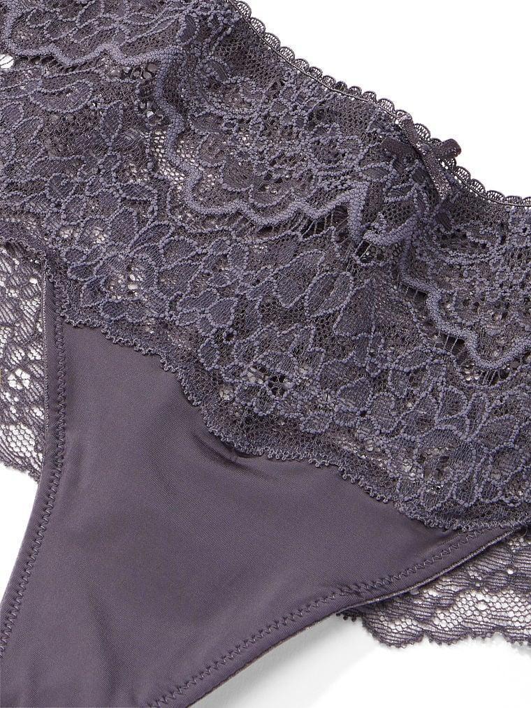 Трусики жіночі хіпстери Victoria's Secret Floral Lace мереживні M Сірий (2019646931) - фото 4