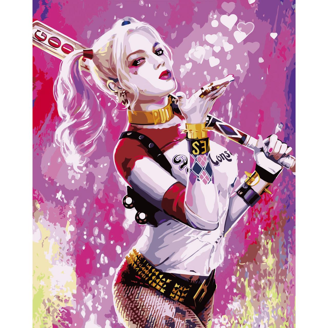 Картина по номерам Strateg Премиум Харли Квинн 2 с лаком 40х50 см (VA-2730)