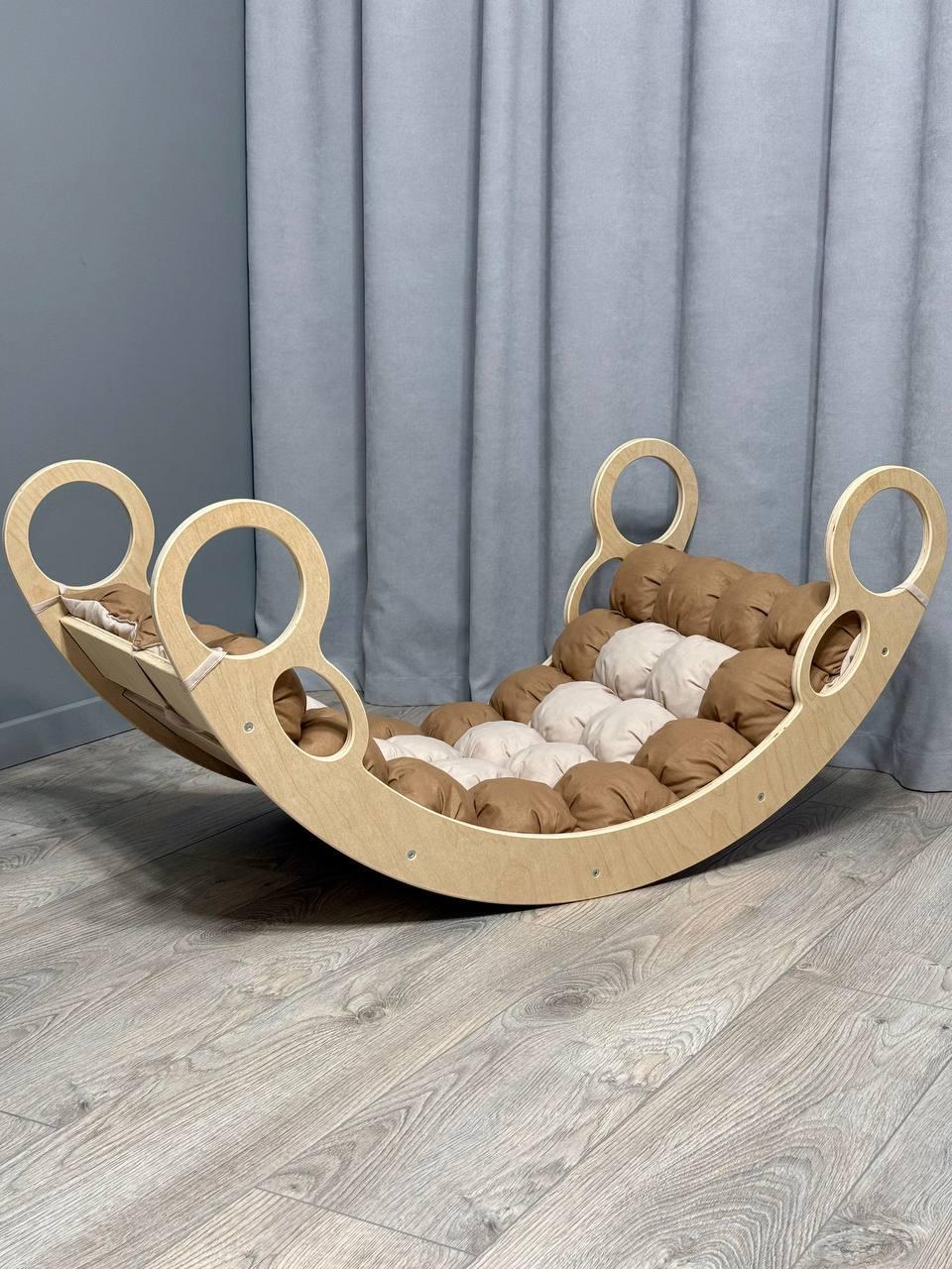 Детская кроватка качалка-балансир 76 с матрасиком бонбон (0076/Б)