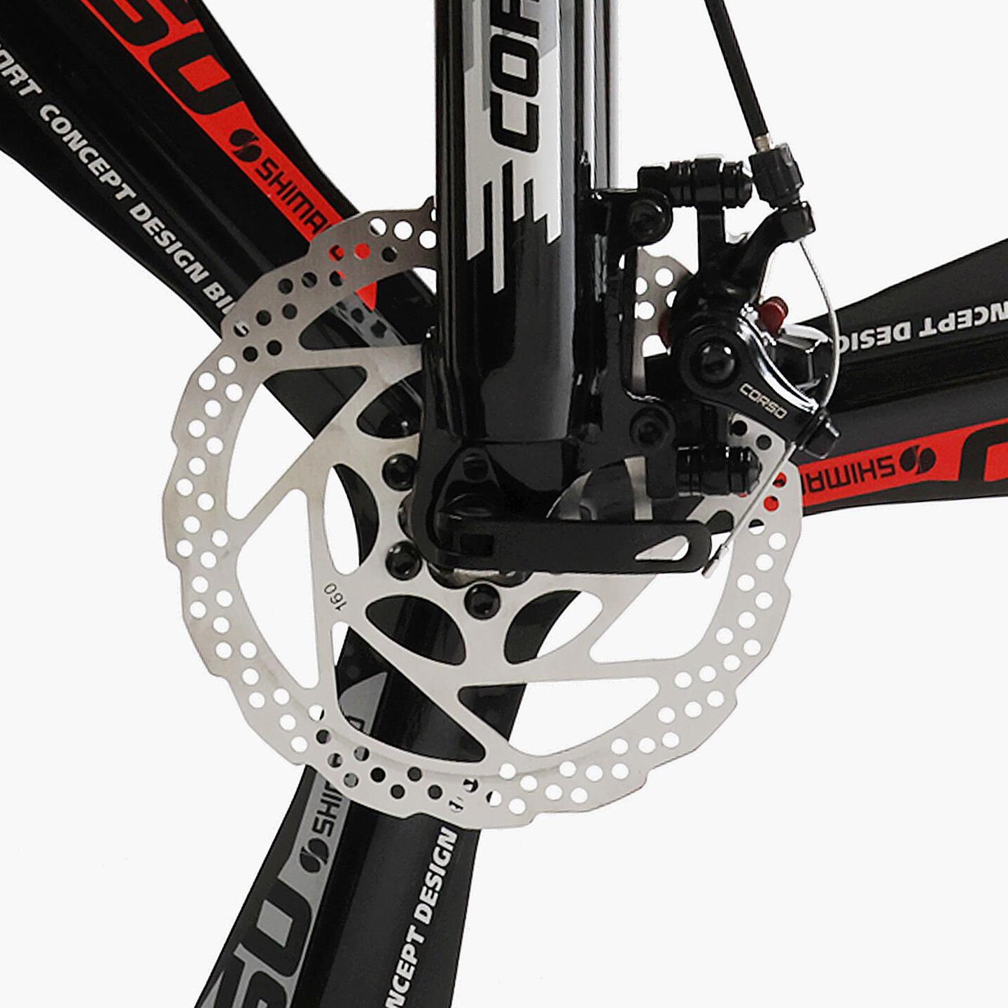 Велосипед горный подростковый алюминиевый Corso Evolution 24" литые диски рама 11" Черно-красный - фото 4