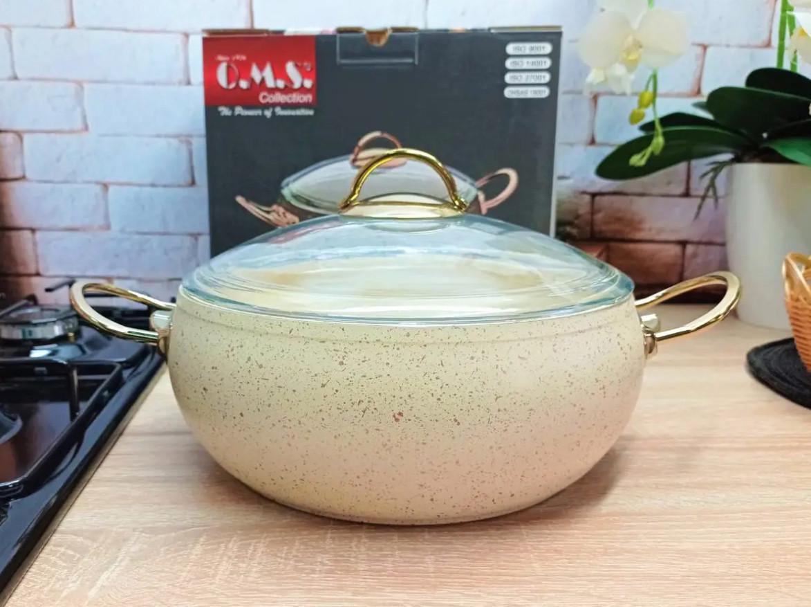 Кастрюля с крышкой O.M.S. Collection 3141 с гранитным покрытием 22 см 3 л Слоновая кость (1944785540) - фото 8 Кастрюля с крышкой O.M.S. Collection 3141 с гранитным покрытием 22 см 3 л Слоновая кость (1944785540) - фото 8