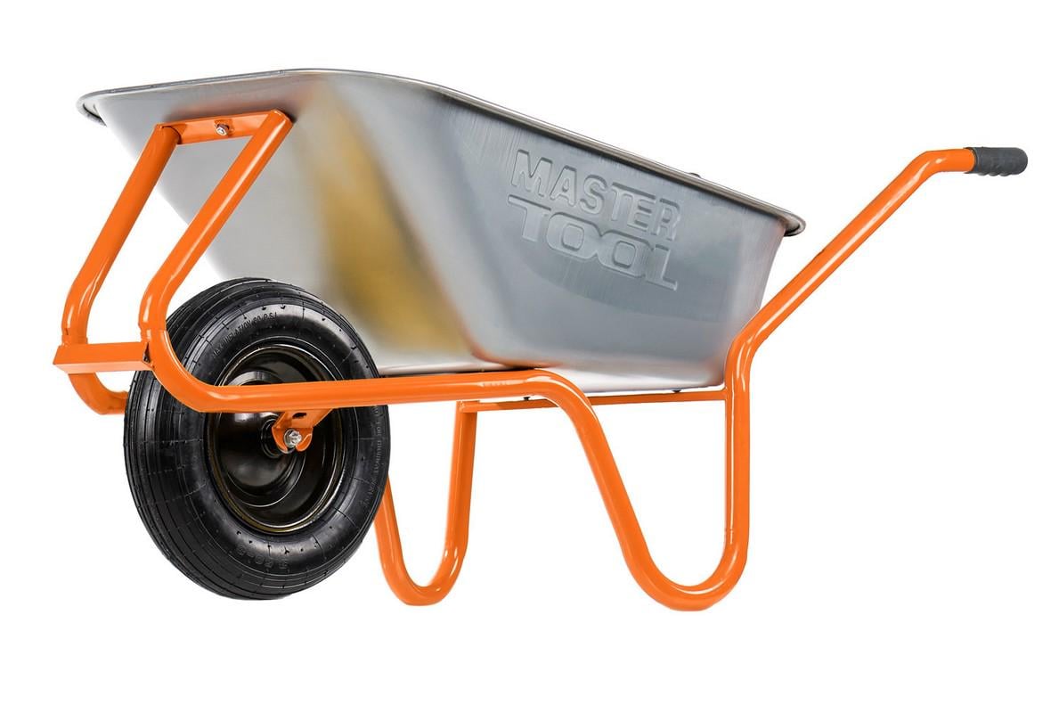 Тачка садово-строительная MasterTool REINFORCED D-2 одноколесная 100 л/180 кг пневматическое колесо с камерой PN 3.5х8 37 см подшипник (79-9822)