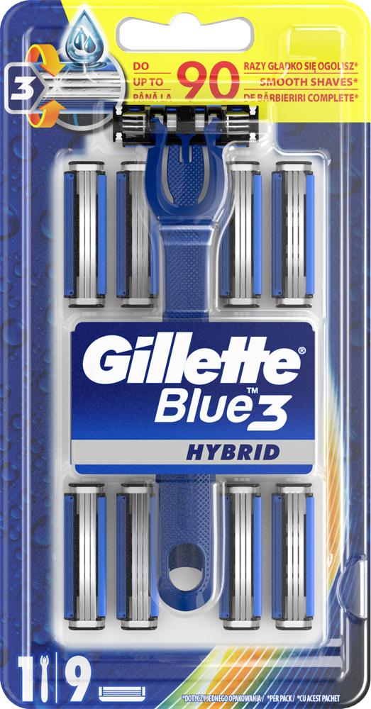 Станок для бритья мужской Gillette Blue 3 Hybrid с 9 сменными картриджами (12174) - фото 1