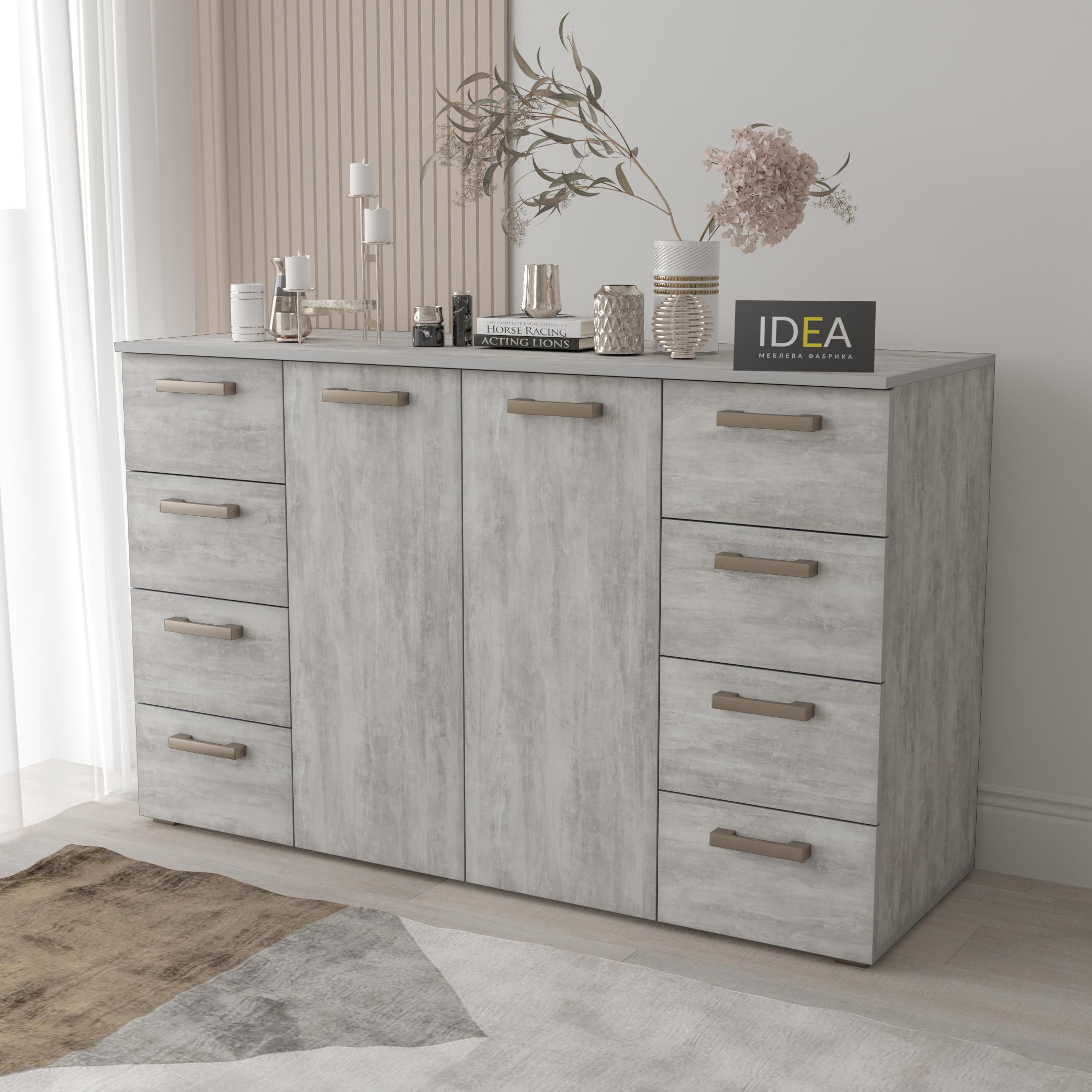 Комод Idea ТКБ-379.1 на 8 шухляд з дверима Бетон урбан (26718309)