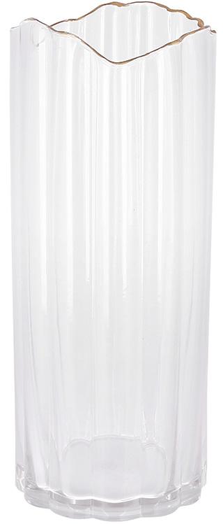 Ваза для цветов из стекла Ancient Glass Гетсби Ø12x30 см с Золотой с каймой (BD-527-778)