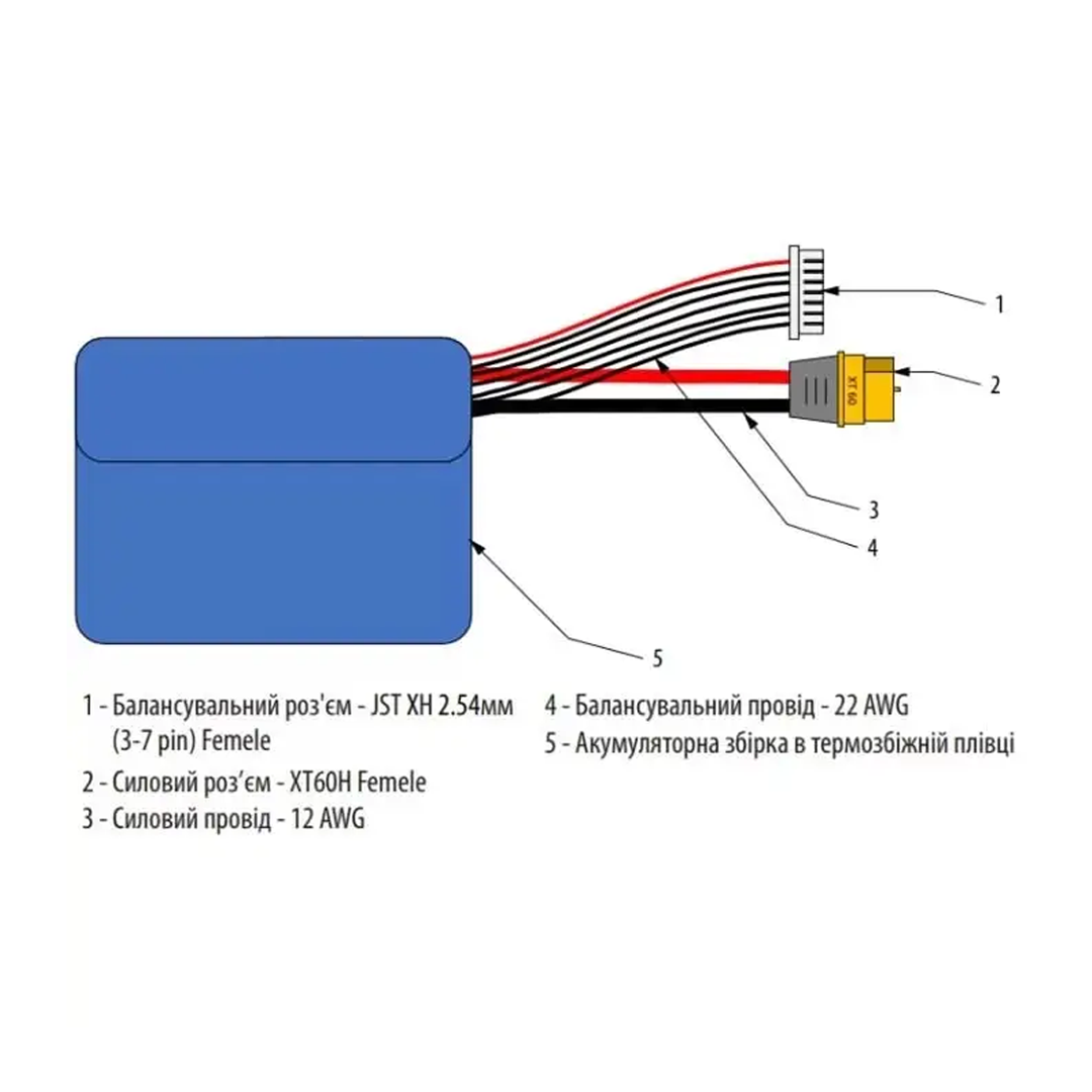 Аккумулятор 21700 li ion батарея 6S2P 8400 mAh 24 V для FPV дронов 15 см разъем ХТ60 (271d20cd) - фото 6