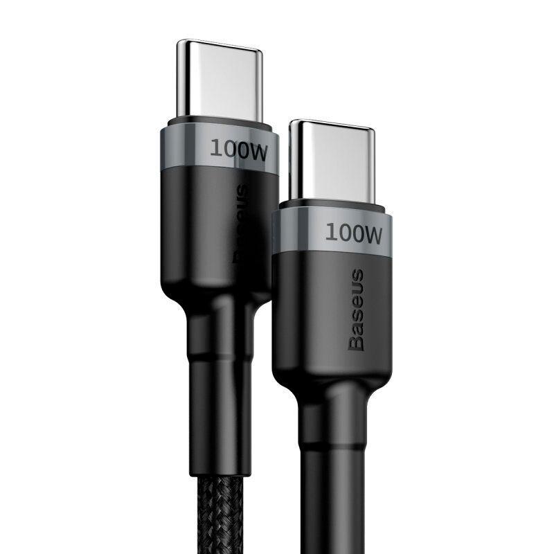 Кабель Baseus CATKLF-ALG1 Cafule Cable Type-C to Type-C 100W 2 м Black/Grey - фото 2