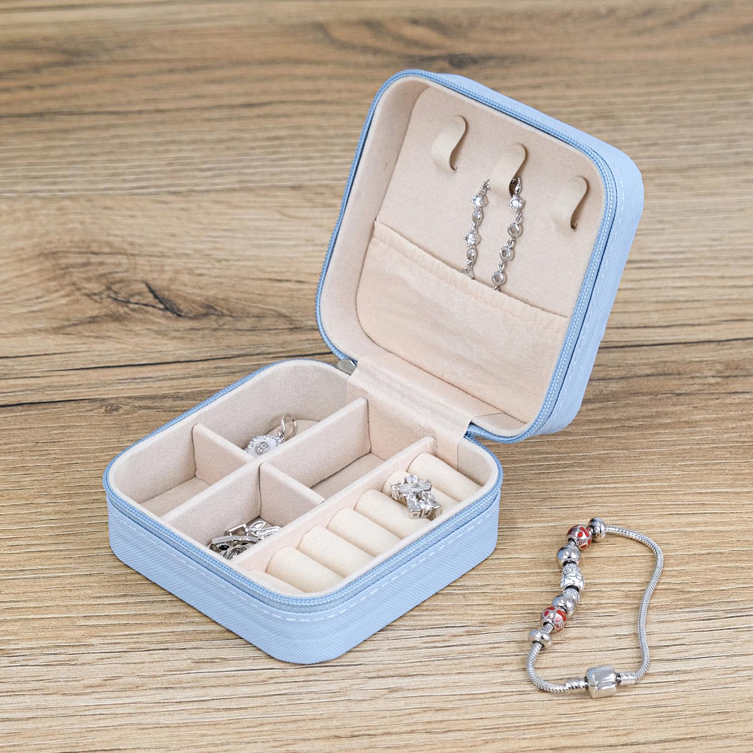 Шкатулка для украшений Гранд Презент дорожный 10х10х5 см Голубой (JZ-019-1)