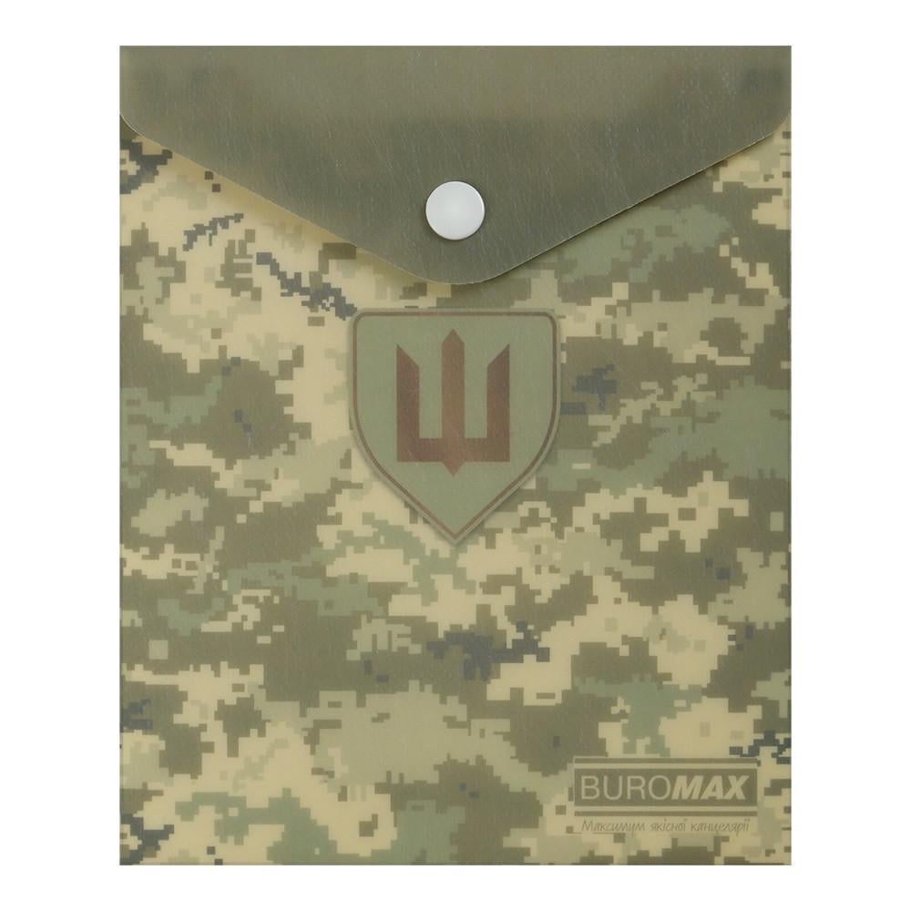 Папка-конверт А6 на кнопке Buromax MILITARY BM.3922-04 матовый непрозрачный пластик Зеленый (4823126809571)