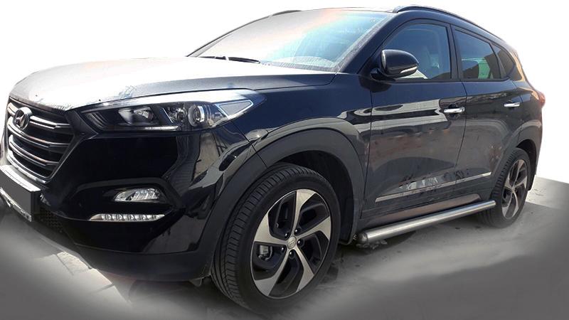 Боковые трубы CAN для Hyundai Tucson TL 2016-2021 гг. нержавеющая сталь Хром