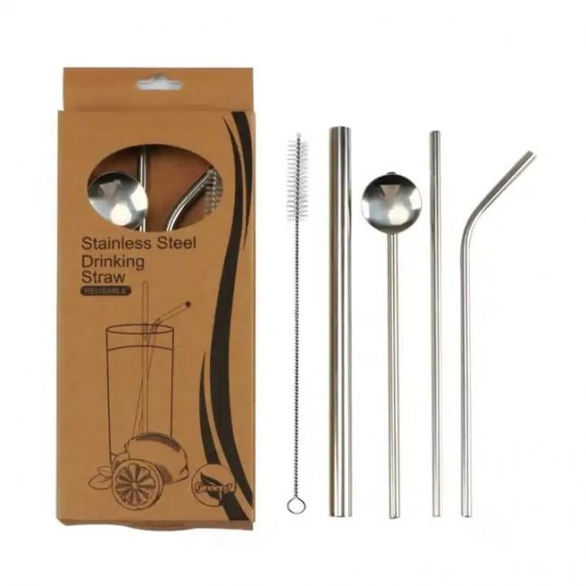 Набор металлических экотрубочек Bar для напитков 5 предметов Серебро (406250) Набор металлических экотрубочек Bar для напитков 5 предметов Серебро (406250)