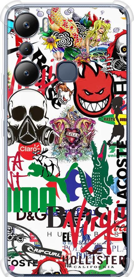 Чехол на Infinix Hot 20i Many different logos (4022sp-2964-42517)