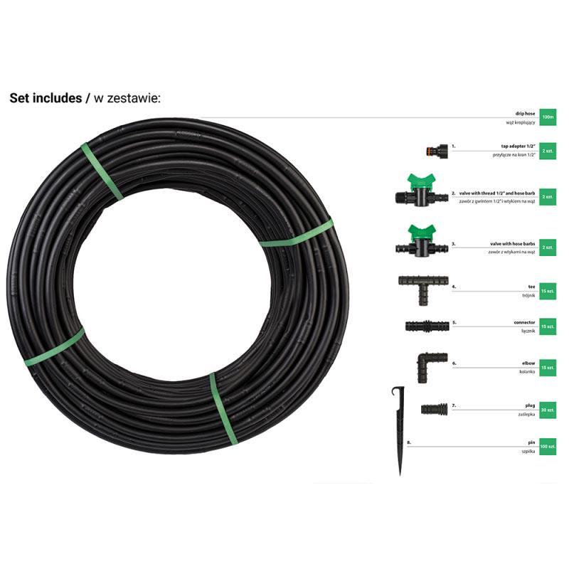 Набір для крапельного поливу 16 мм 100 м 182 шт. DSWA20-SET2 (15455215) - фото 3